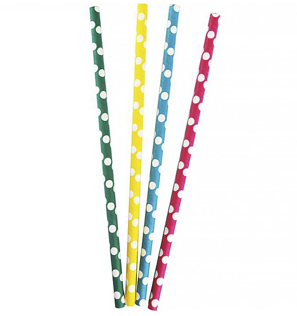 Paper Straw Straight "Points" Assorted Ø0,8cm 24cm (3.000 Units)