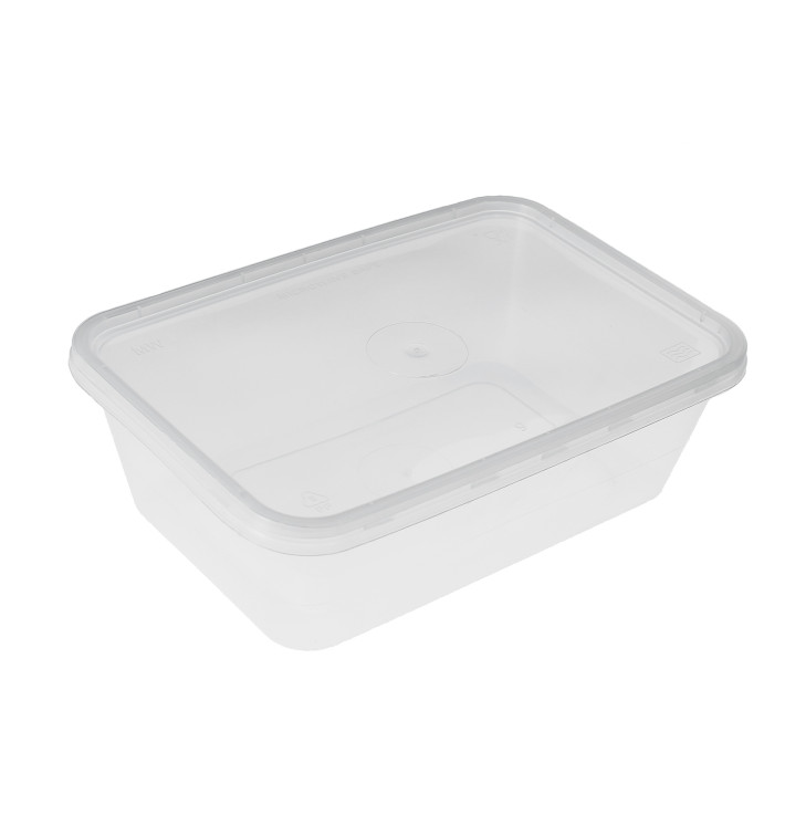Plastic Container and Plastic Lid PP Rectangular Shape 750ml (50 Units) Plastic Container and Plastic Lid PP Rectangular Shape 750ml (50 Units)