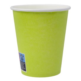 Plastic-Free Paper Cup 9 Oz/250ml "Colors" Green Ø8,0cm (20 Units)