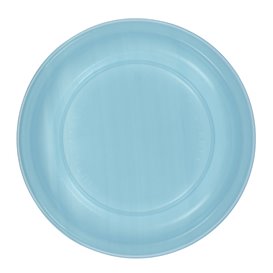 Reusable Plate Flat Economic PS Light Blue Ø17cm (300 Units)