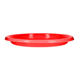 Reusable Plate Flat Economic PS Red Ø22cm (200 Units)