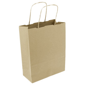 Paper Bag with Handles Kraft 100g/m² 18+8x24cm (25 Units) 