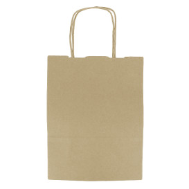 Paper Bag with Handles Kraft 100g/m² 18+8x24cm (25 Units) 