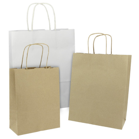 White kraft paper bag with handles