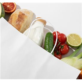 Paper Bag with Handles Kraft White 100g/m² 44+15x46cm (25 Units) 