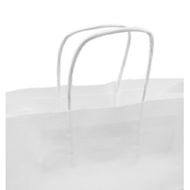 Paper Bag with Handles Kraft White 100g/m² 27+14x26cm (200 Units)