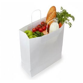 Paper Bag with Handles Kraft White 100g/m² 44+15x46cm (25 Units) 