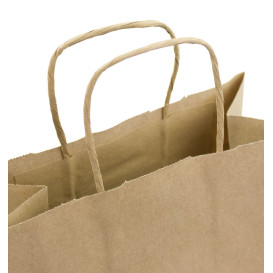 Paper Bag with Handles Kraft Brown 100g/m² 22+11x27cm (25 Units) 