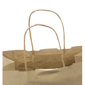 Paper Bag with Handles Kraft Brown 100g/m² 27+14x26cm (25 Units) 