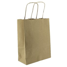Paper Bag with Handles Kraft Brown 100g/m² 22+11x27cm (250 Units)