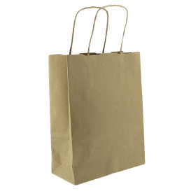 Paper Bag with Handles Kraft Brown 100g/m² 22+11x27cm (25 Units) 