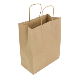 Paper Bag with Handles Kraft Brown 100g/m² 22+11x27cm (25 Units) 