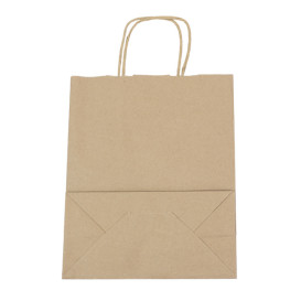 Paper Bag with Handles Kraft Brown 100g/m² 22+11x27cm (25 Units) 