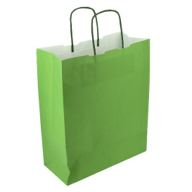 Paper Bag with Handles Green 100g/m² 25+11x31cm (200 Units)