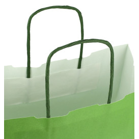 Paper Bag with Handles Green 100g/m² 25+11x31cm (200 Units)