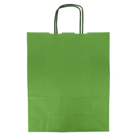 Paper Bag with Handles Green 100g/m² 25+11x31cm (200 Units)