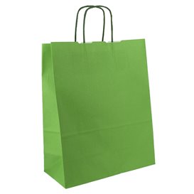 Paper Bag with Handles Green 100g/m² 25+11x31cm (200 Units)