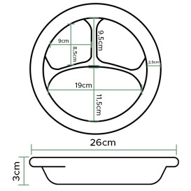 Foam Plate Foam "Quiet Classic" 3 C. Laminated Honey Ø26 cm (500 Units)