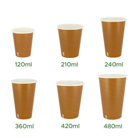 Plastic-Free Paper Cup 12 Oz/360ml "Caramel" Ø8cm (50 Units)