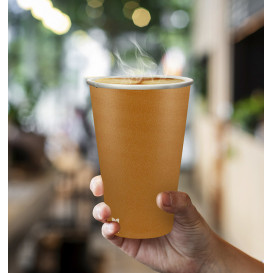 Plastic-Free Paper Cup 12 Oz/360ml "Caramel" Ø8cm (50 Units)