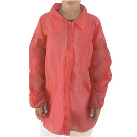 Disposable Kids Lab Coat TST PP Velcro Red (50 Units)