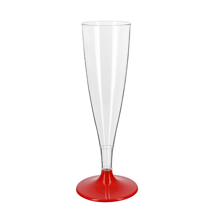 Reusable Plastic Stemmed Flute Sparkling Wine Red 140ml 2P (48 Units) Reusable Plastic Stemmed Flute Sparkling Wine Red 140ml 2P (48 Units)