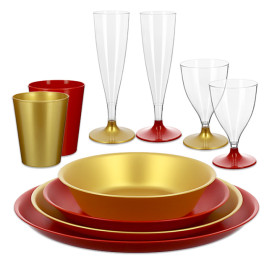 Reusable Plate Durable PP Mineral Gold Ø18cm (6 Units)