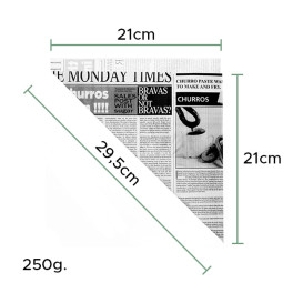 Paper Food Cone Grease-Proof "Times" 29,5cm 250g (250 Units) Paper Food Cone Grease-Proof "Times" 29,5cm 250g (250 Units)
