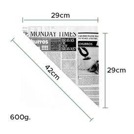 Paper Food Cone Grease-Proof "Times" 42cm 600g (250 Units)