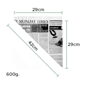 Paper Food Cone Grease-Proof "Times" 42cm 600g (250 Units)