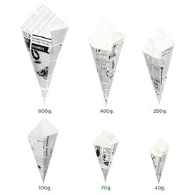 Paper Food Cone Grease-Proof "Times" 42cm 600g (250 Units)