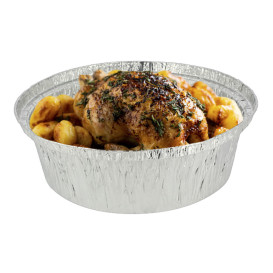 Foil Pan for Roast Chicken Round Shape 1400ml (125 Units)