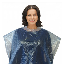 Disposable Plastic Dye Cape PE Blue 83x110cm (50 Units) 