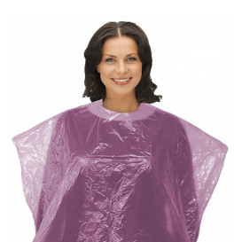 Disposable Plastic Dye Cape PE Pink 83x110cm (50 Units) 