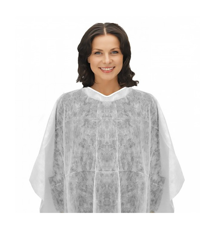 Disposable Plastic Cut Cape "TST" PP "SMS" White (200 Units) Disposable Plastic Cut Cape "TST" PP "SMS" White (200 Units)
