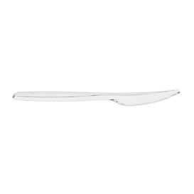 Reusable Plastic PS Knife Transparent 18cm (50 Units)