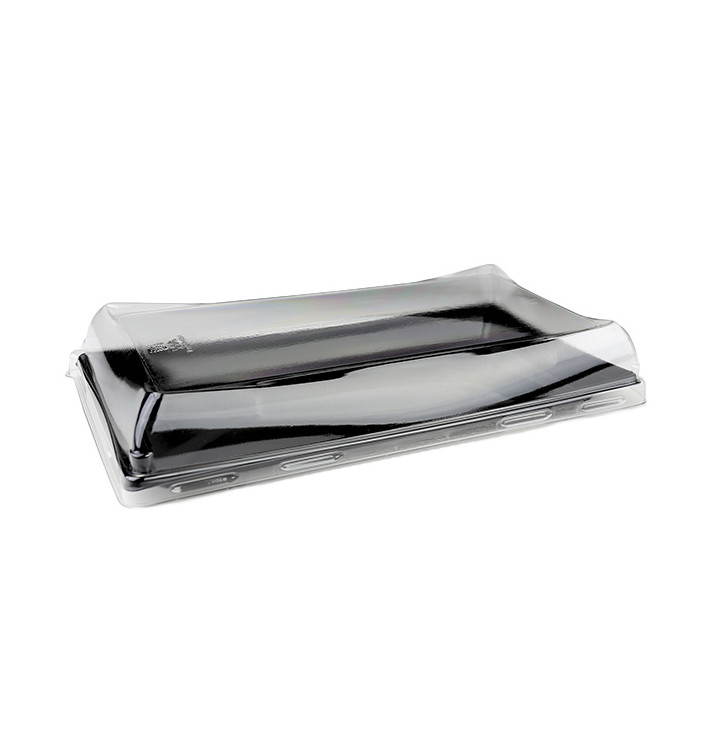 Plastic Tray with Lid Black 12x22cm (15 Units) Plastic Tray with Lid Black 12x22cm (15 Units)