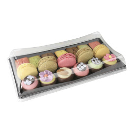 Plastic Tray with Lid Black 12x22cm (15 Units) 