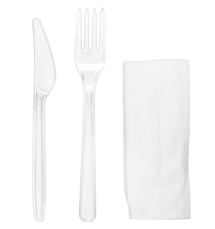 Cutlery Set Reusable PS 2 Pieces + Napkin (250 Units)