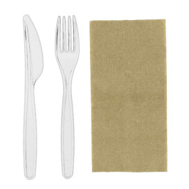 Cutlery Set Reusable PS 2 Pieces + Napkin (25 Units)