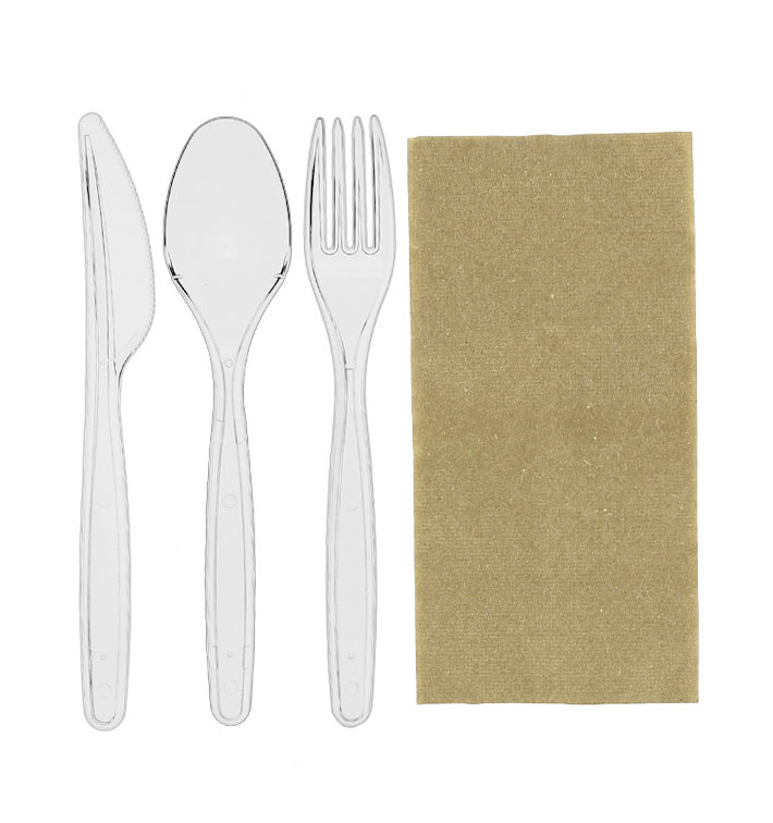 Cutlery Set Reusable PS 3 Pieces + Napkin (25 Units)