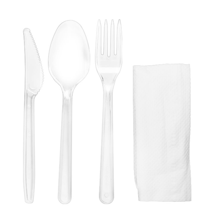 Cutlery Set Reusable PS 3 Pieces + Napkin (25 Units)