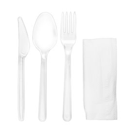 Cutlery Set Reusable PS 3 Pieces + Napkin (250 Units)