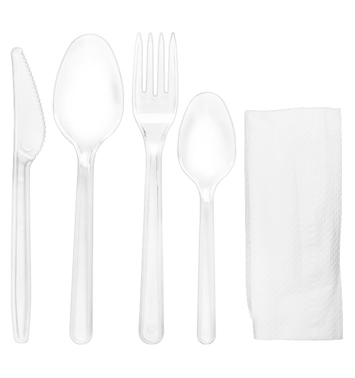 Cutlery Set Reusable PS 4 Pieces + Napkin (250 Units)
