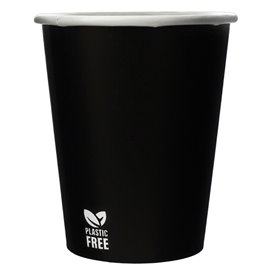 Plastic-Free Paper Cup 8 Oz/240ml Black Ø8,0cm (50 Units)
