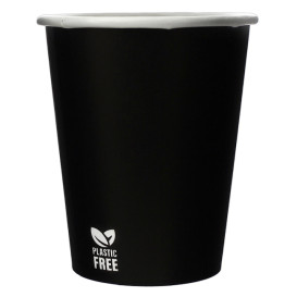 Plastic-Free Paper Cup 8 Oz/240ml Black Ø8,0cm (50 Units)