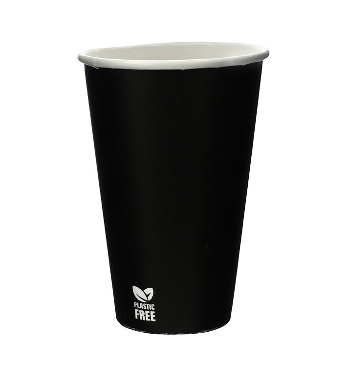 Plastic-Free Paper Cup 12 Oz/360ml Black Ø8,0cm (50 Units)