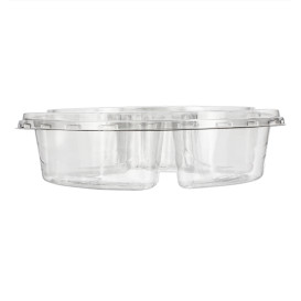 Plastic Bowl PET with Lid 5C Ø26x7cm (100 Units)  