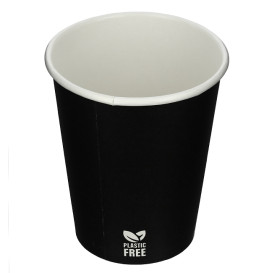 Plastic-Free Paper Cup 8 Oz/240ml Black Ø8,0cm (50 Units)