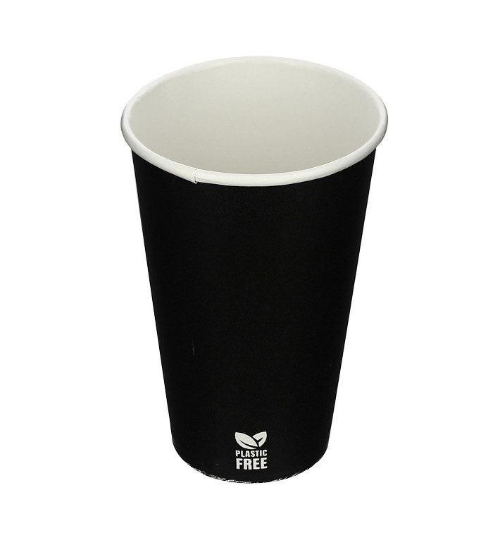 Plastic-Free Paper Cup 12 Oz/360ml Black Ø8,0cm (50 Units)
